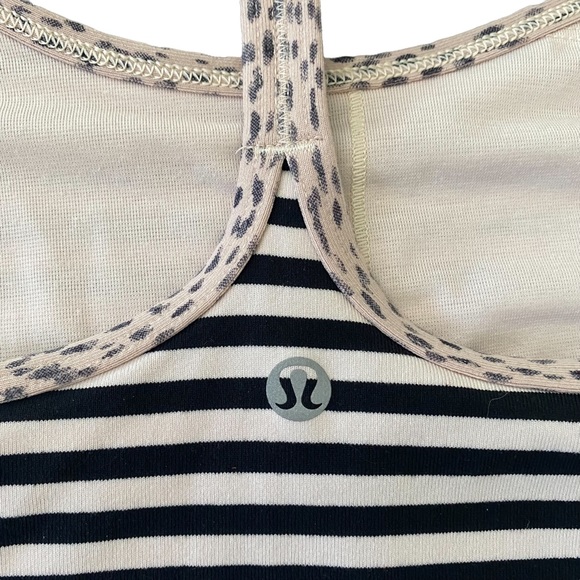 Lululemon Light Pink & Black Striped Racerback Tank Top w/ Built in Bra 4 - Picture 12 of 15